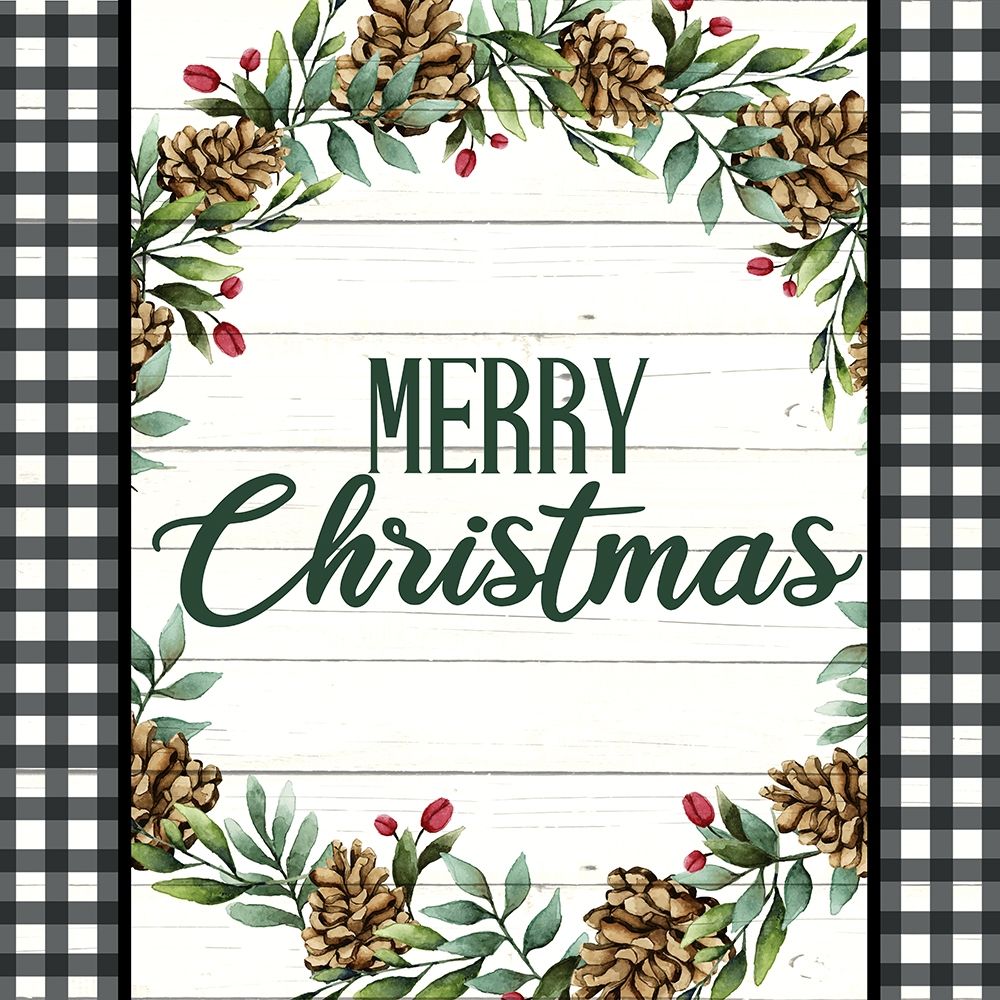Merry Christmas Plaid Wreath art print by Ann Bailey for $57.95 CAD