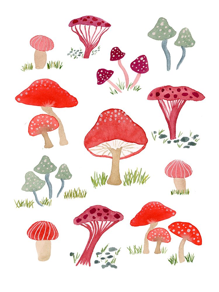 Bright Mushrooms art print by Corinne Rose Design for $57.95 CAD