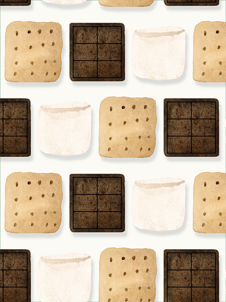 Smores Ingredient Pattern art print by Corinne Rose Design for $57.95 CAD