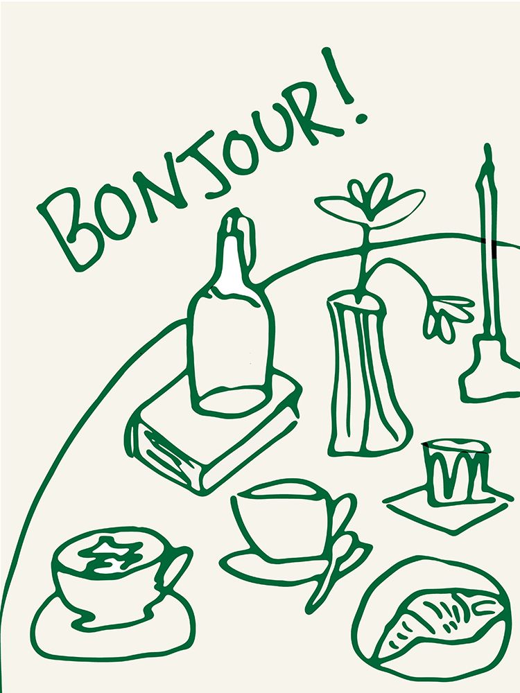 Green Table Setting art print by Corinne Rose Design for $57.95 CAD