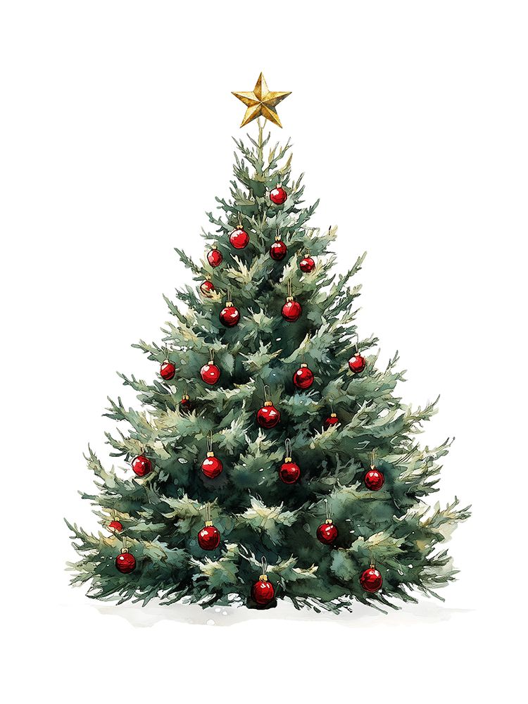 Christmas Tree With Gold Star 1 art print by Christine Simpson for $57.95 CAD