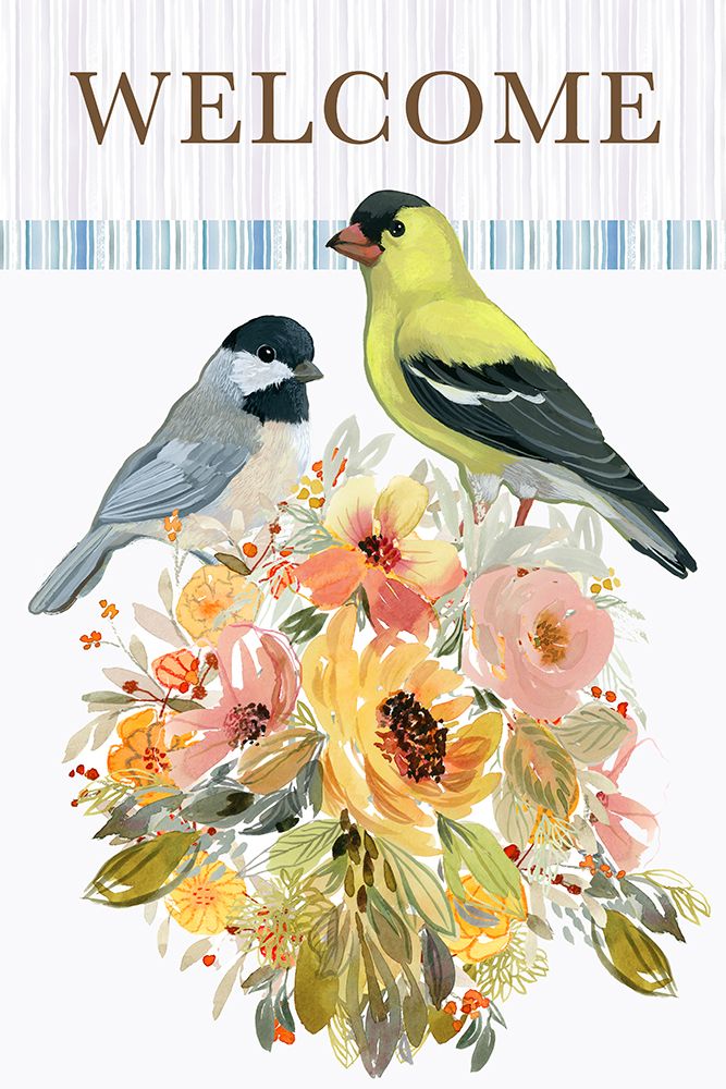 Bird Year Chickadee Goldfinch Welcome art print by Dena Ann Adams for $57.95 CAD