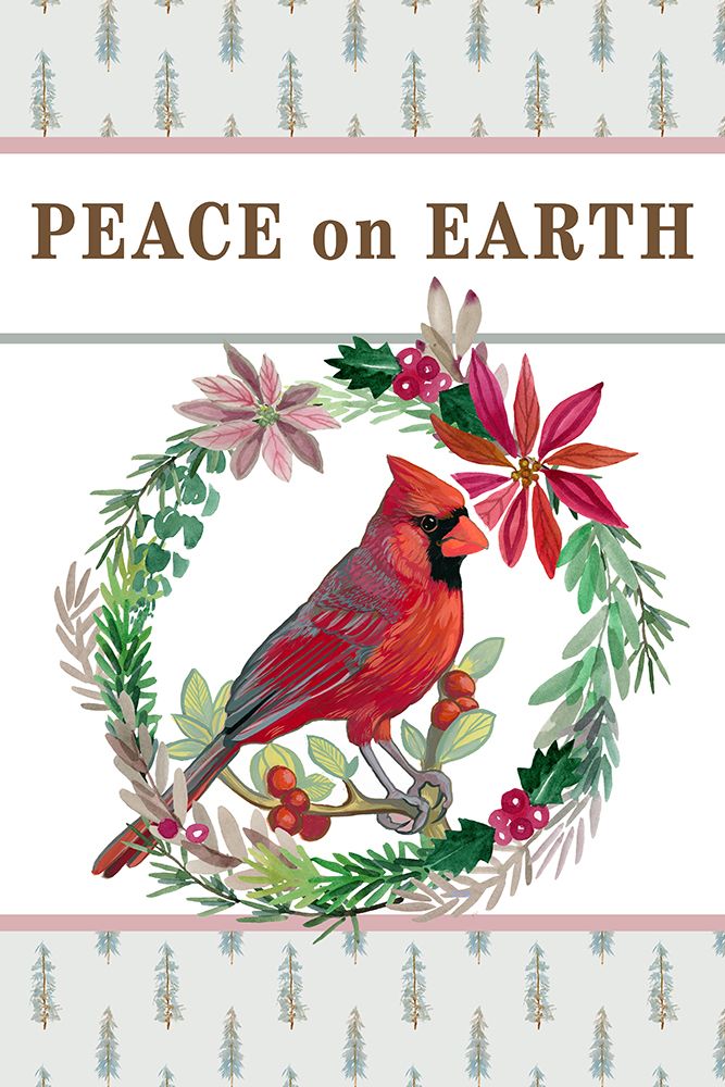 Bird Year Cardinal Peace On Earth art print by Dena Ann Adams for $57.95 CAD
