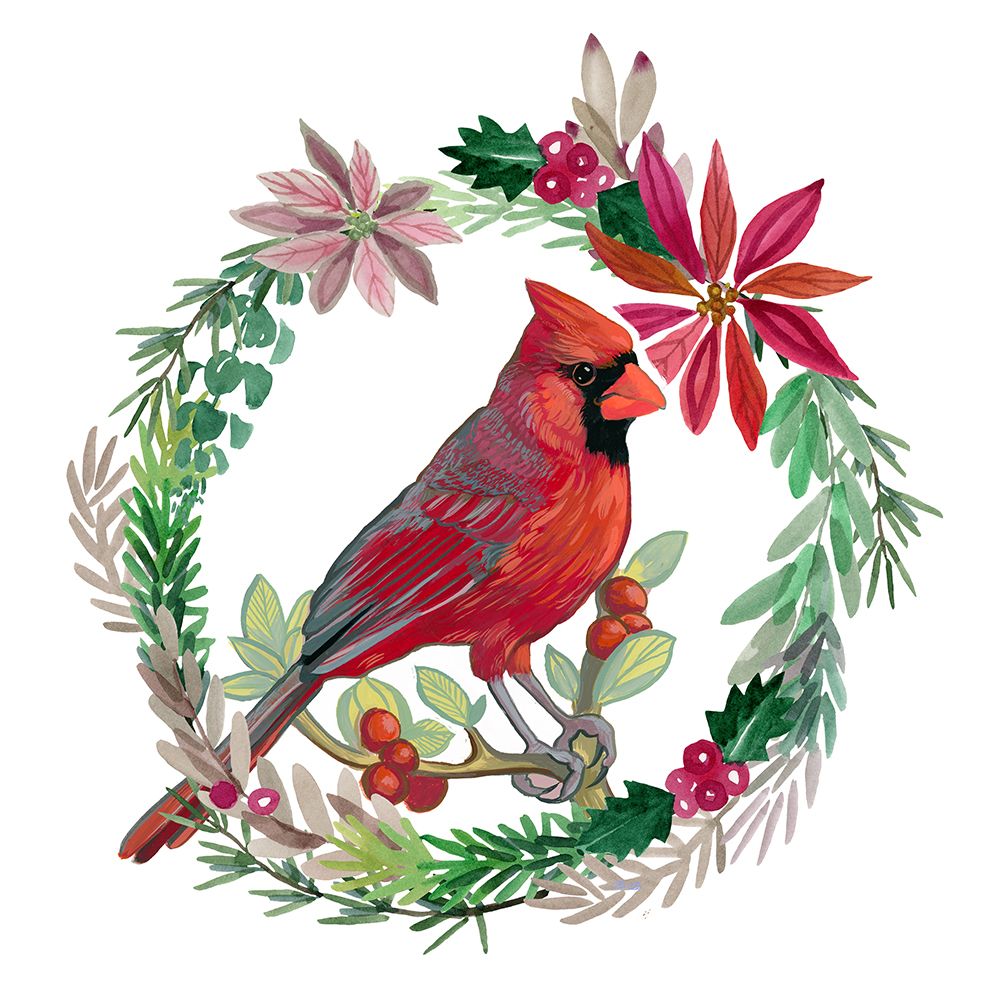 Bird Year Cardinal Wreath Plain art print by Dena Ann Adams for $57.95 CAD