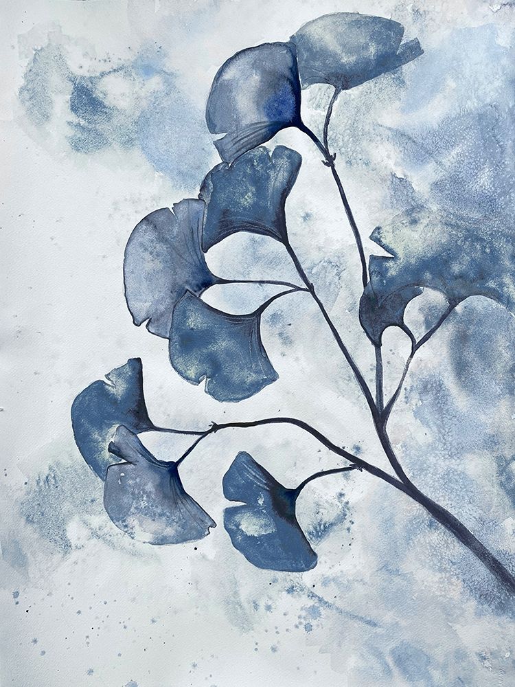 Indigo Splashed Ginkos 2 art print by Doris Charest for $57.95 CAD