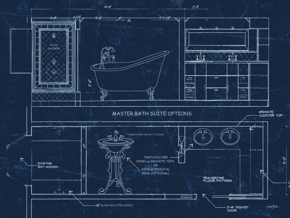 Bath Blueprint 1 art print by Diane Stimson for $57.95 CAD