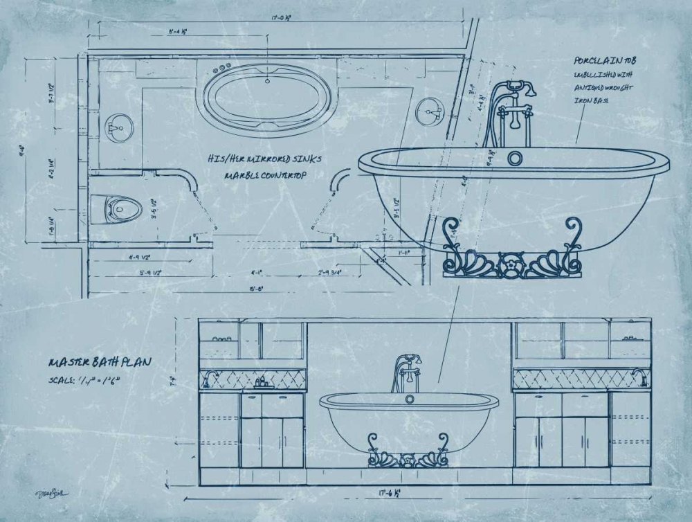 Bath Blueprint 2 art print by Diane Stimson for $57.95 CAD