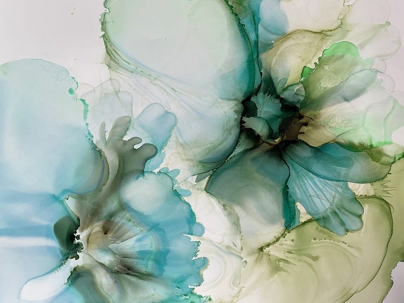 Sage And Teal Flowers 1 art print by Emma Catherine Debs for $57.95 CAD