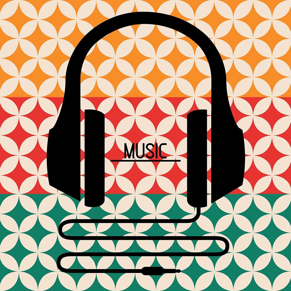 Headphones Music Retro art print by Enrique Rodriquez Jr. for $57.95 CAD