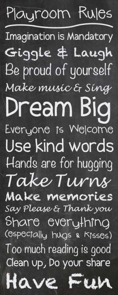 Playroom Rules Chalkwhite art print by Lauren Gibbons for $57.95 CAD