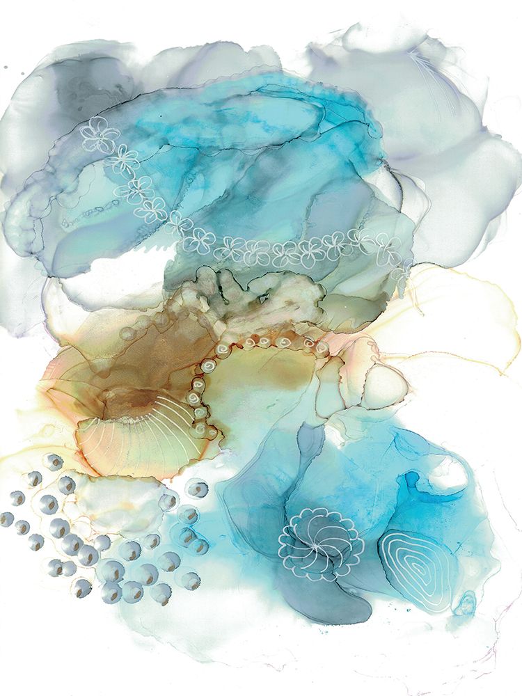 Ocean Whispers Alcohol Ink Abstract art print by Julia Frost for $57.95 CAD