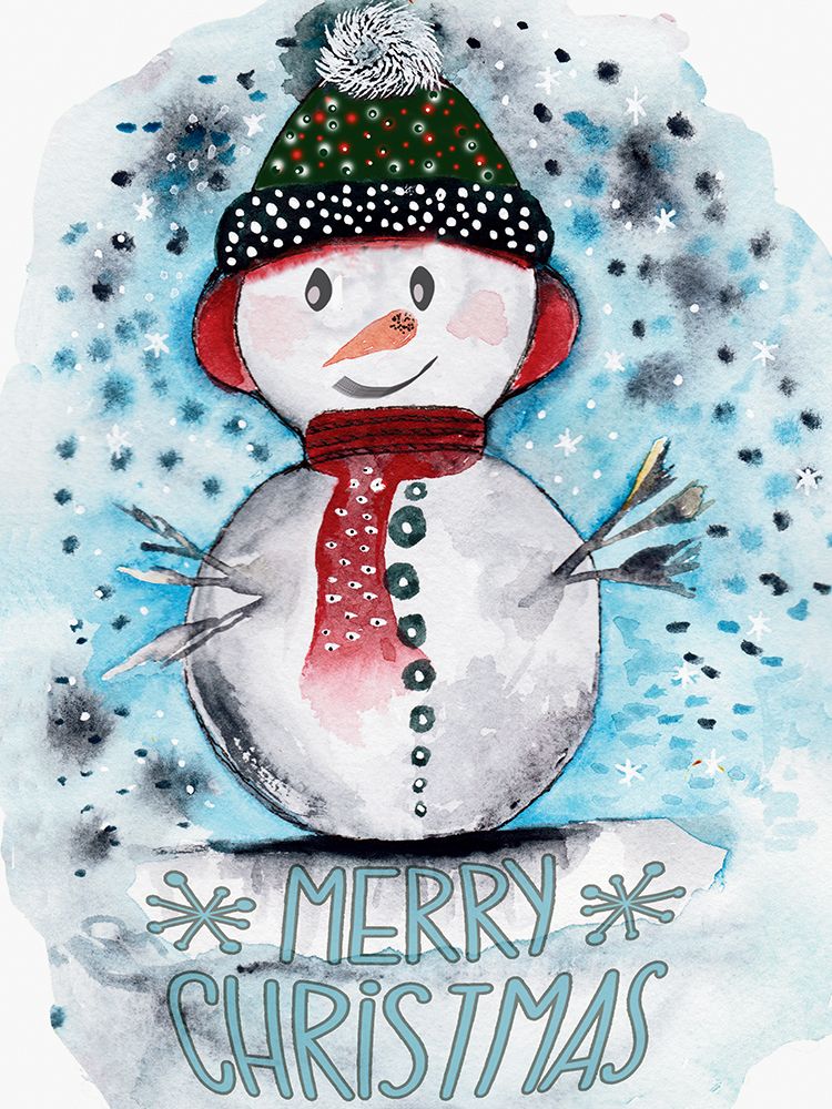 Merry Christmas Snowman art print by Julia Frost for $57.95 CAD