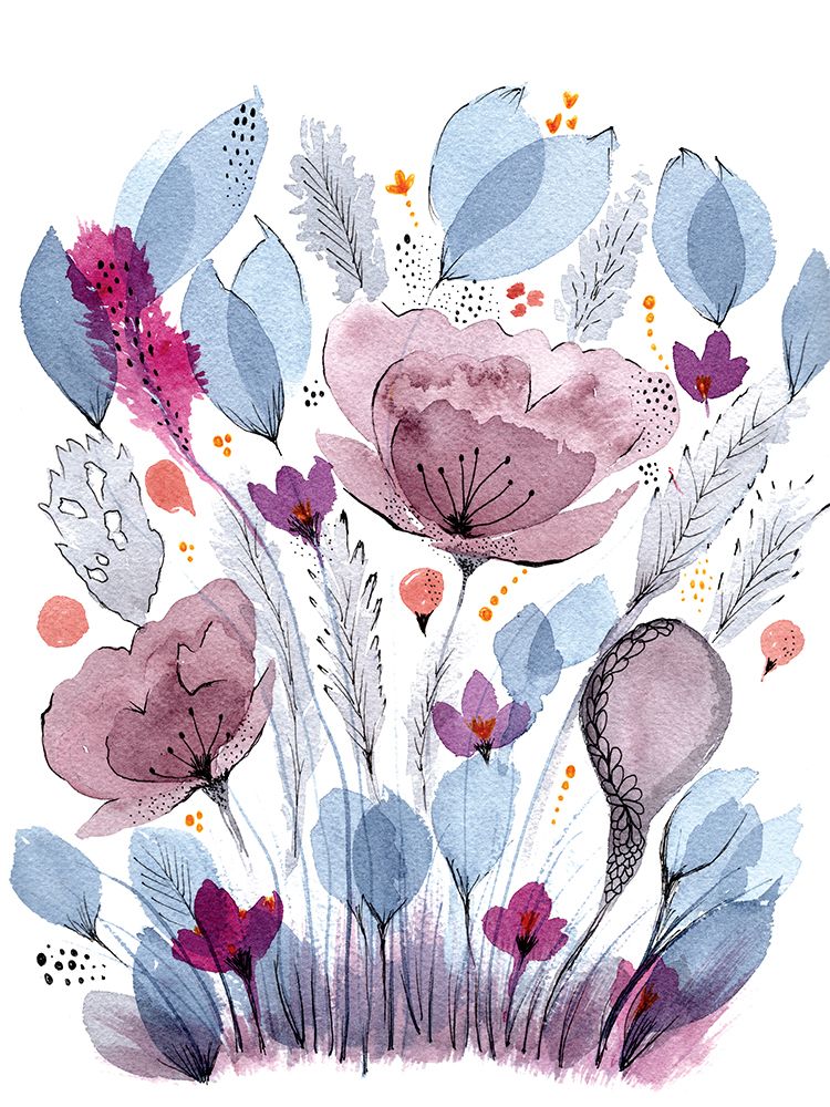 Purple And Blue Garden 1 art print by Julia Frost for $57.95 CAD