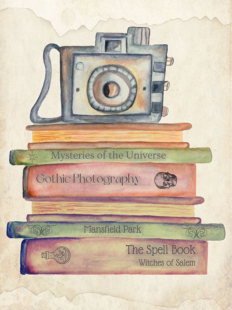 Watercolor Camera And Books art print by Julia Frost for $57.95 CAD