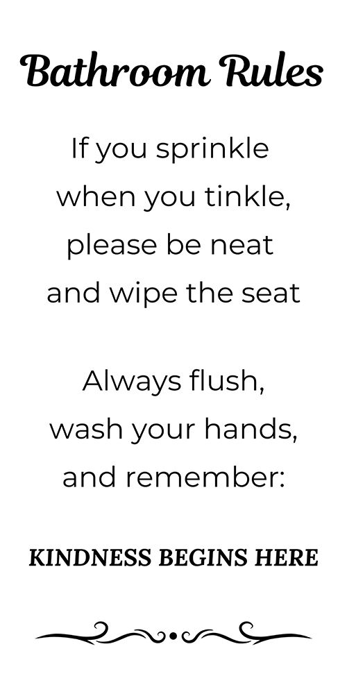 Bathroom Rules Kindness art print by Julia Frost for $57.95 CAD
