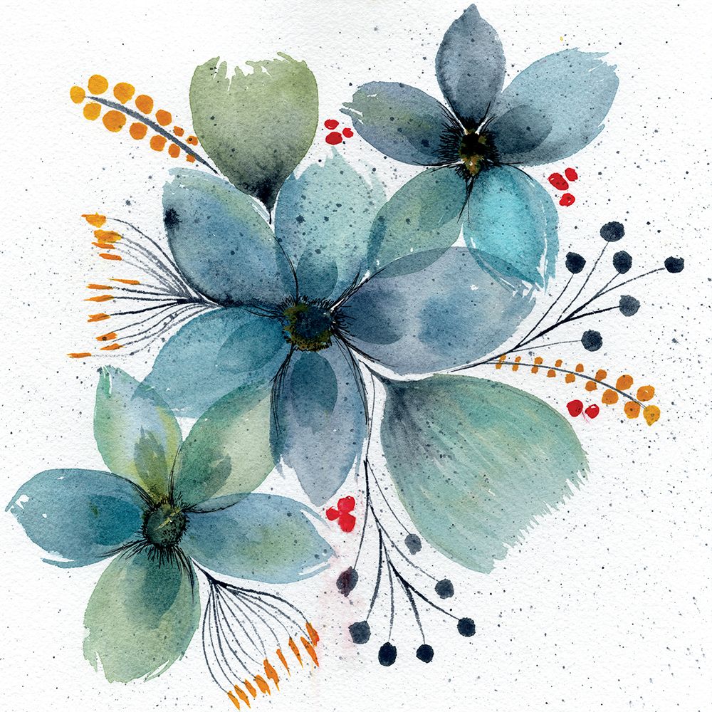 Watercolor Blue Melody 2 art print by Julia Frost for $57.95 CAD