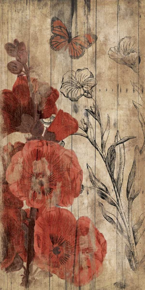Wood Floral Red art print by Jace Grey for $57.95 CAD