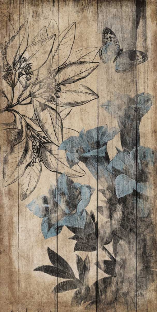 Wood Floral Blue 2 art print by Jace Grey for $57.95 CAD