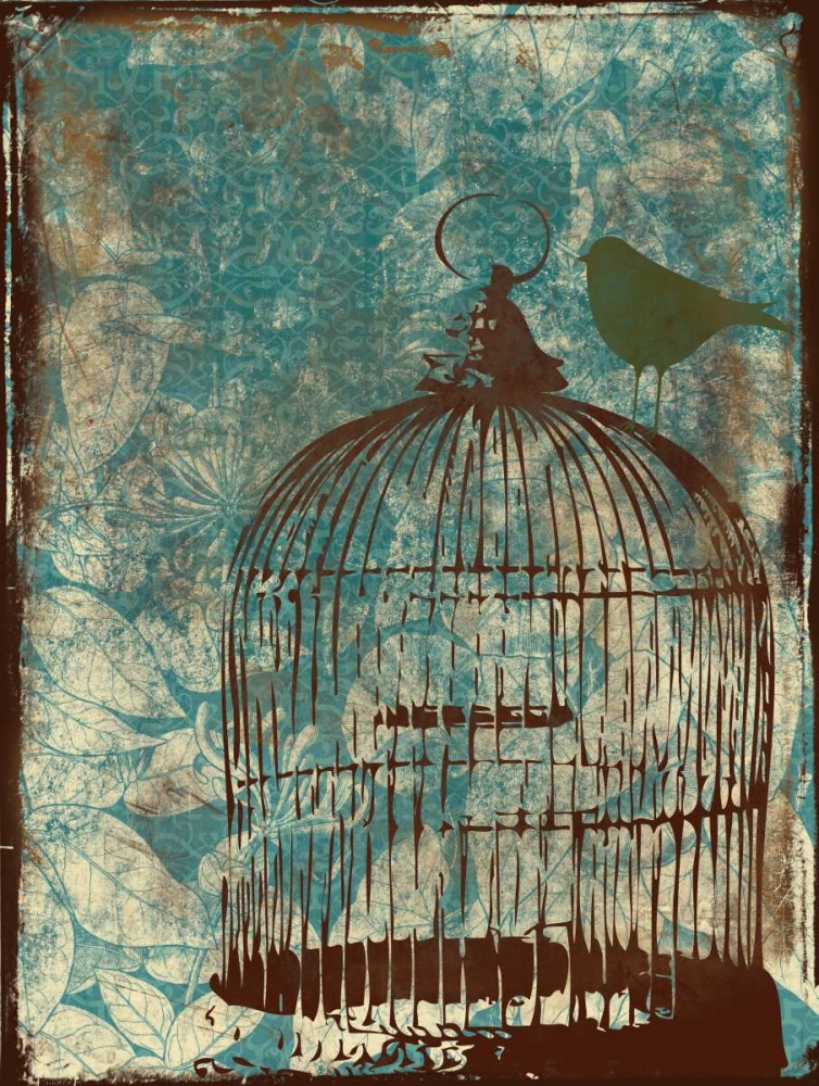 Birdcage on Teal 1 art print by Jace Grey for $57.95 CAD