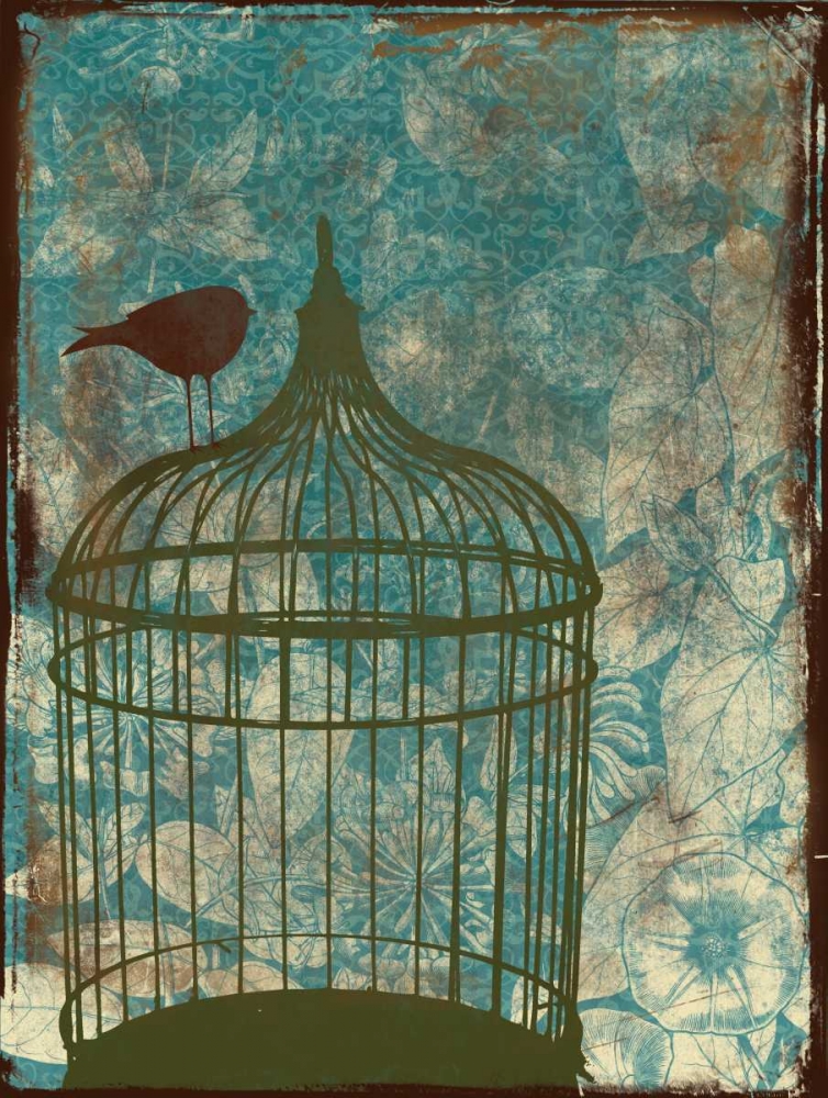 Birdcage on Teal 2 art print by Jace Grey for $57.95 CAD