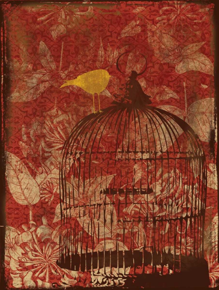 Birdcage on Red 1 art print by Jace Grey for $57.95 CAD