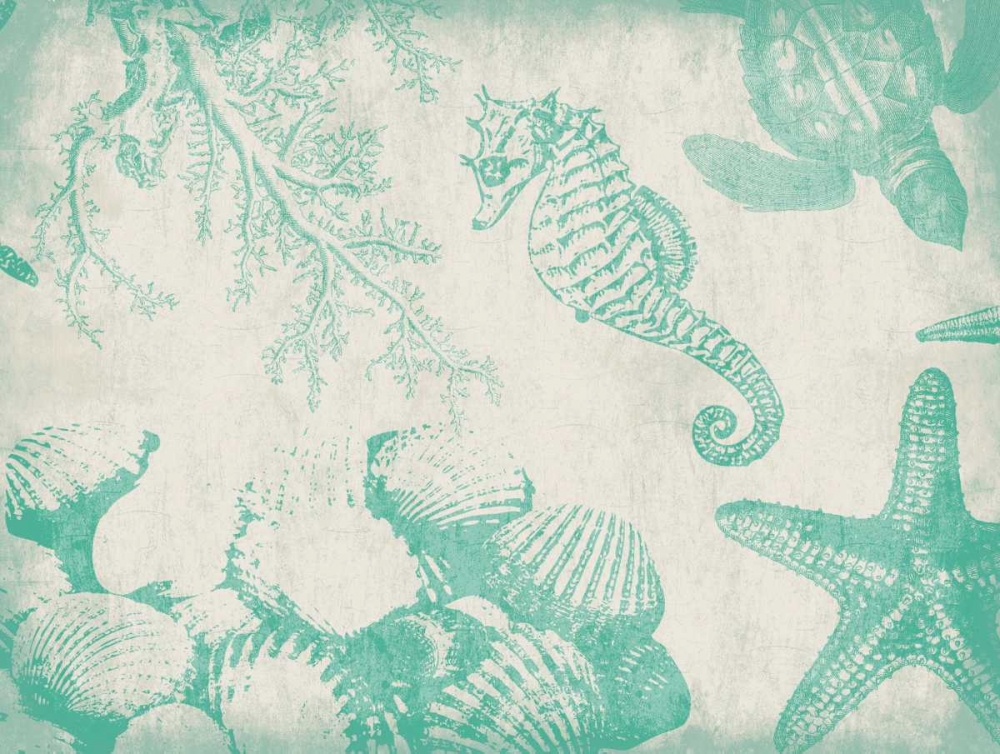 Sea Life in Teal 1 art print by Jace Grey for $57.95 CAD