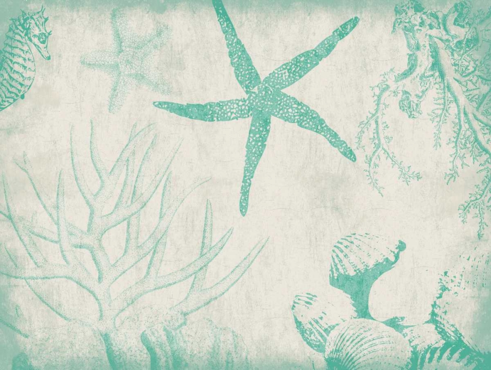 Sea Life in Teal 2 art print by Jace Grey for $57.95 CAD