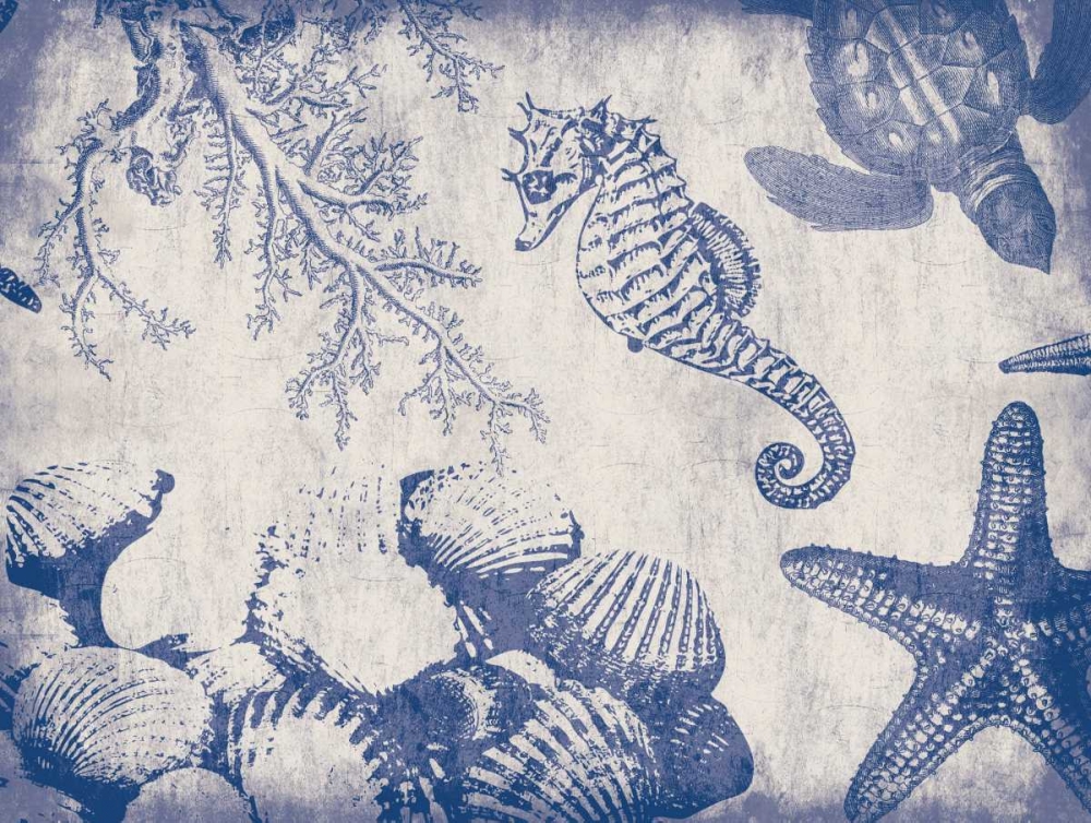 Sea Life in Navy 1 art print by Jace Grey for $57.95 CAD