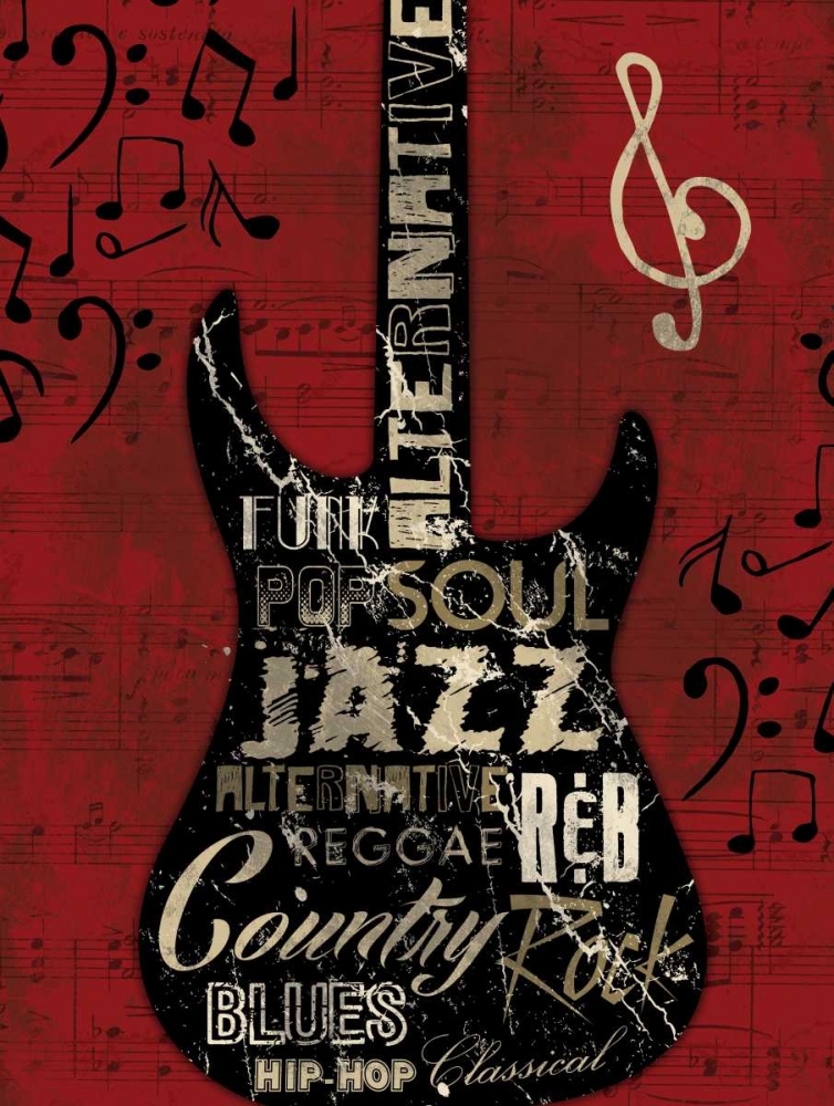 Music Notes Red art print by Jace Grey for $57.95 CAD