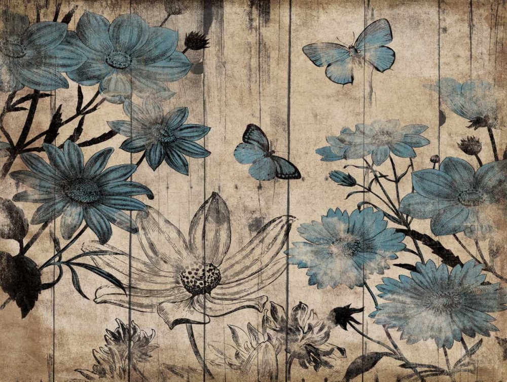 Blue Floral Wood art print by Jace Grey for $57.95 CAD