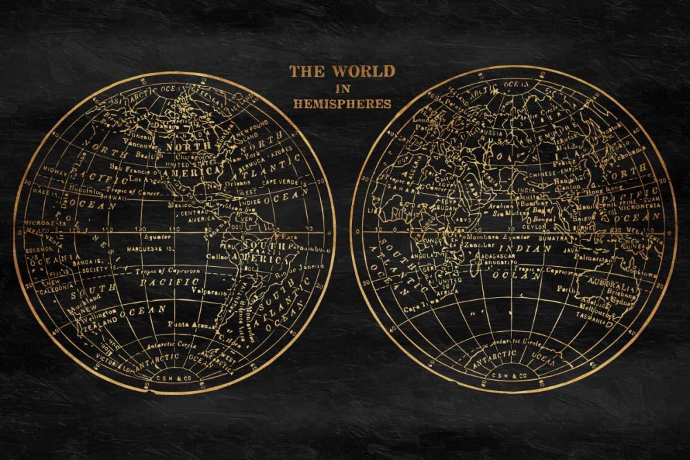 Gold World Map art print by Jace Grey for $57.95 CAD