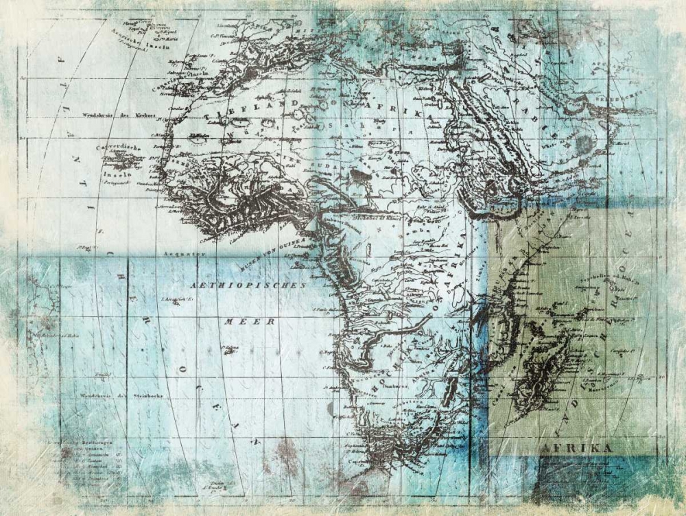Aged Blue Map One art print by Jace Grey for $57.95 CAD