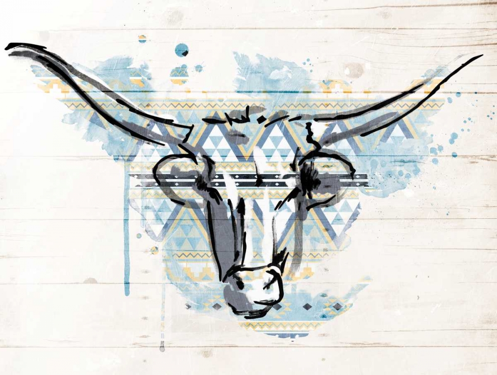 Bull Patterned Blues art print by Jace Grey for $57.95 CAD