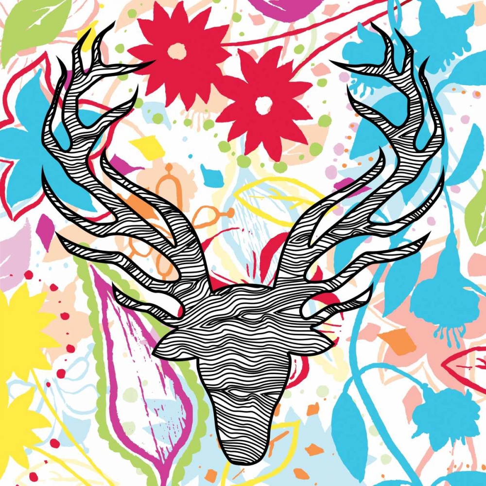 Floral DEER 1 art print by Jace Grey for $57.95 CAD