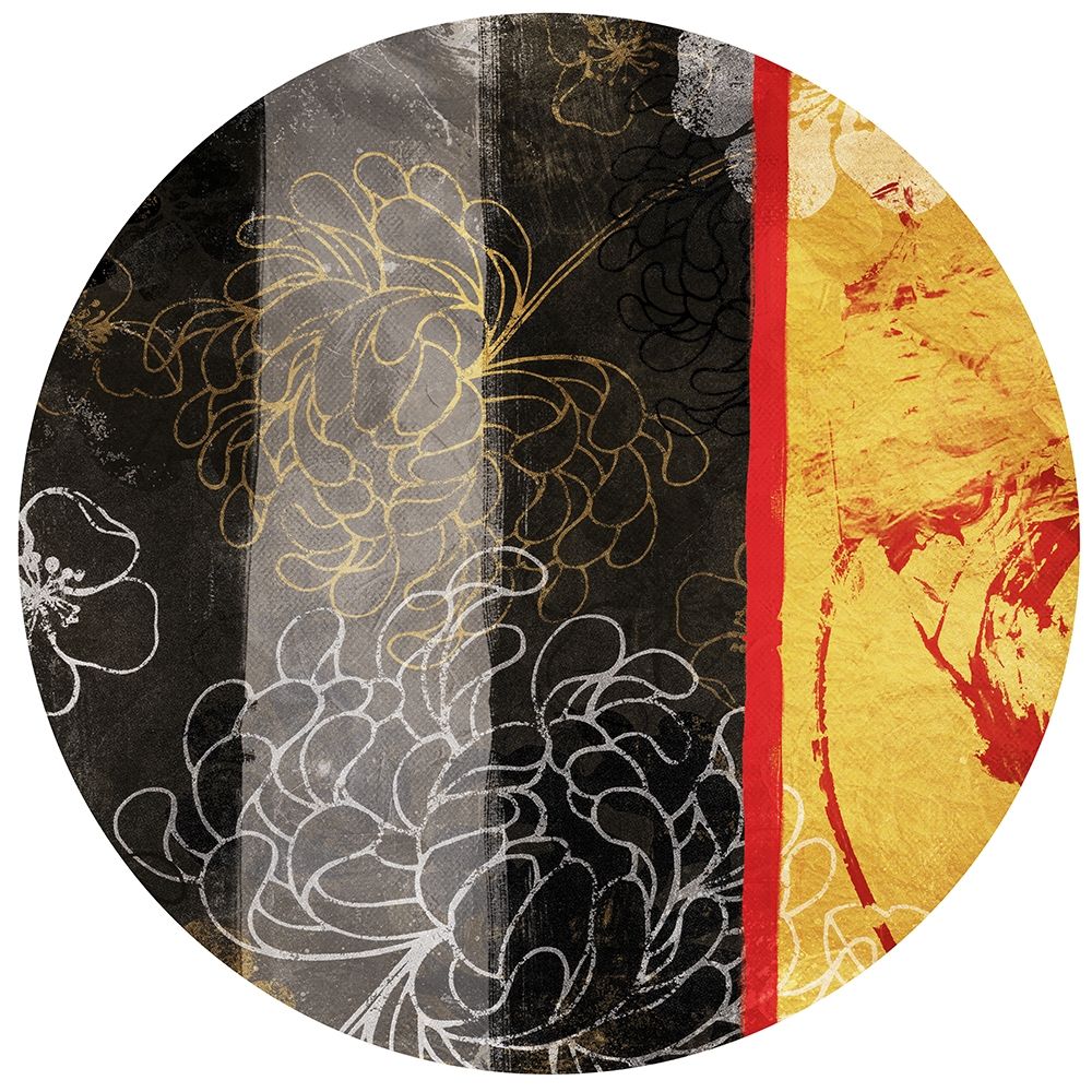 Golden Floral Abstract Circle art print by Jace Grey for $57.95 CAD