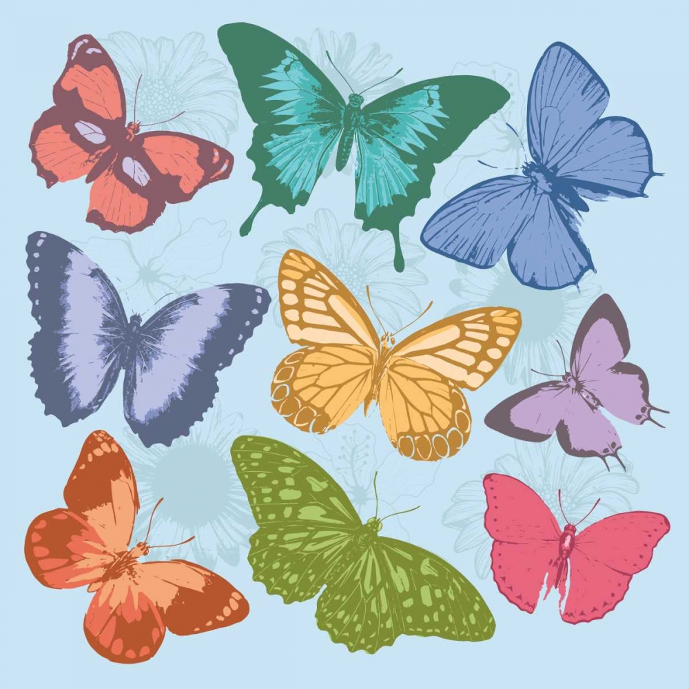 Colorful Butterflies Blue art print by Jace Grey for $57.95 CAD