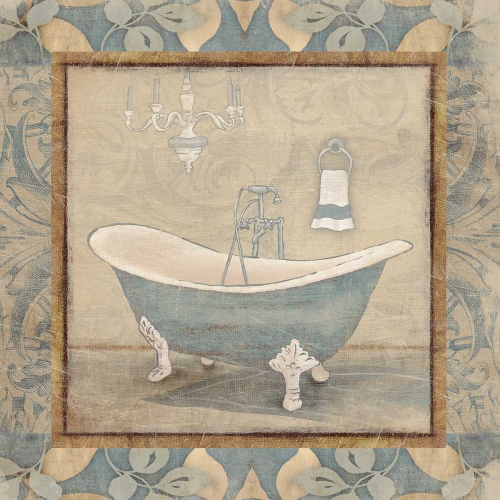 bath floral pattern blue mate border art print by Jace Grey for $57.95 CAD