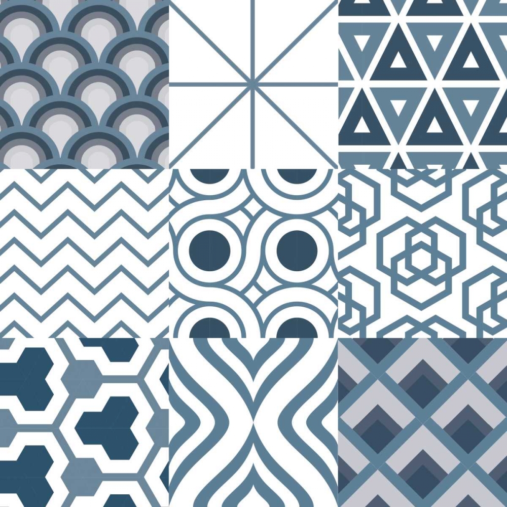 Geo 9Patch Blue art print by Jace Grey for $57.95 CAD
