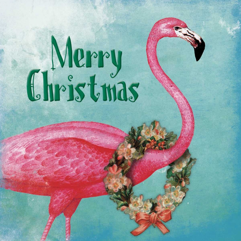 Christmas Flamingo Text art print by Jace Grey for $57.95 CAD