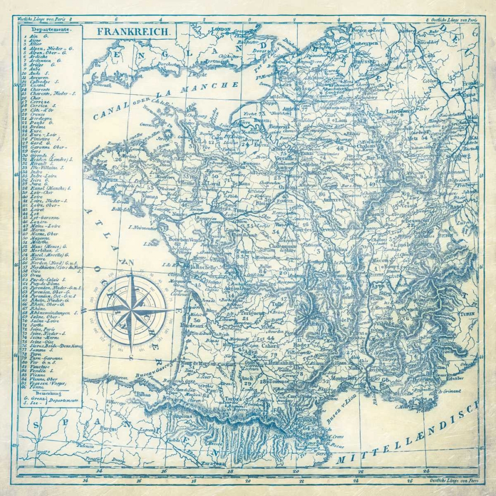 Frankreich Blue art print by Jace Grey for $57.95 CAD