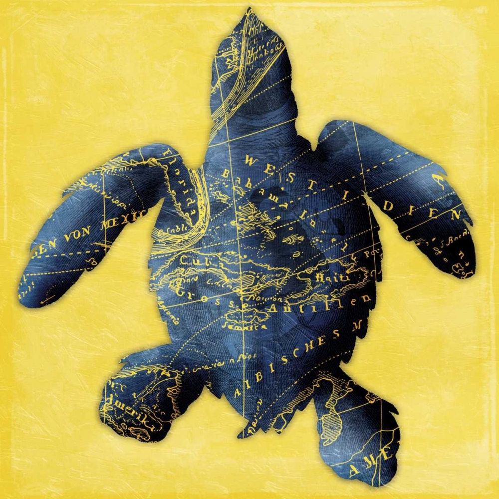 Map Turtle Y Indigo art print by Jace Grey for $57.95 CAD