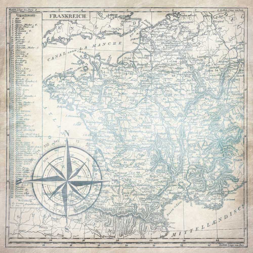 Sea blue map art print by Jace Grey for $57.95 CAD