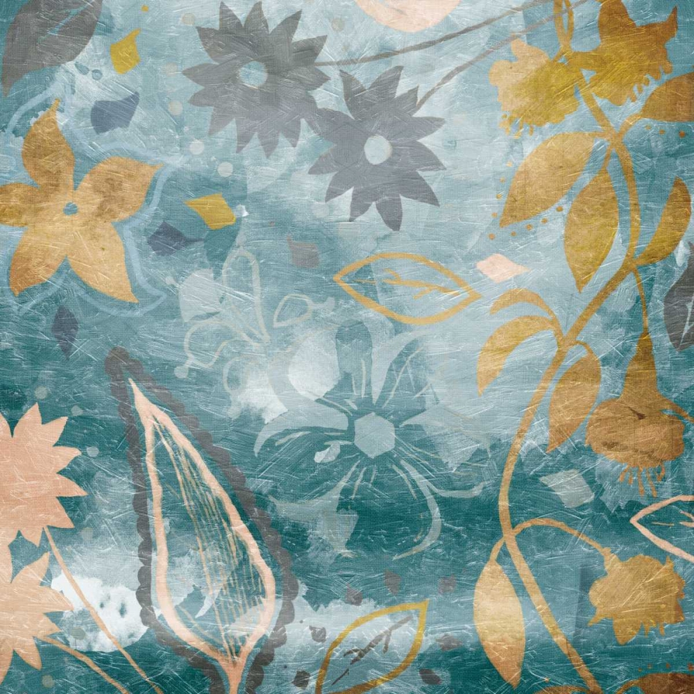 Golden Teal Florals art print by Jace Grey for $57.95 CAD