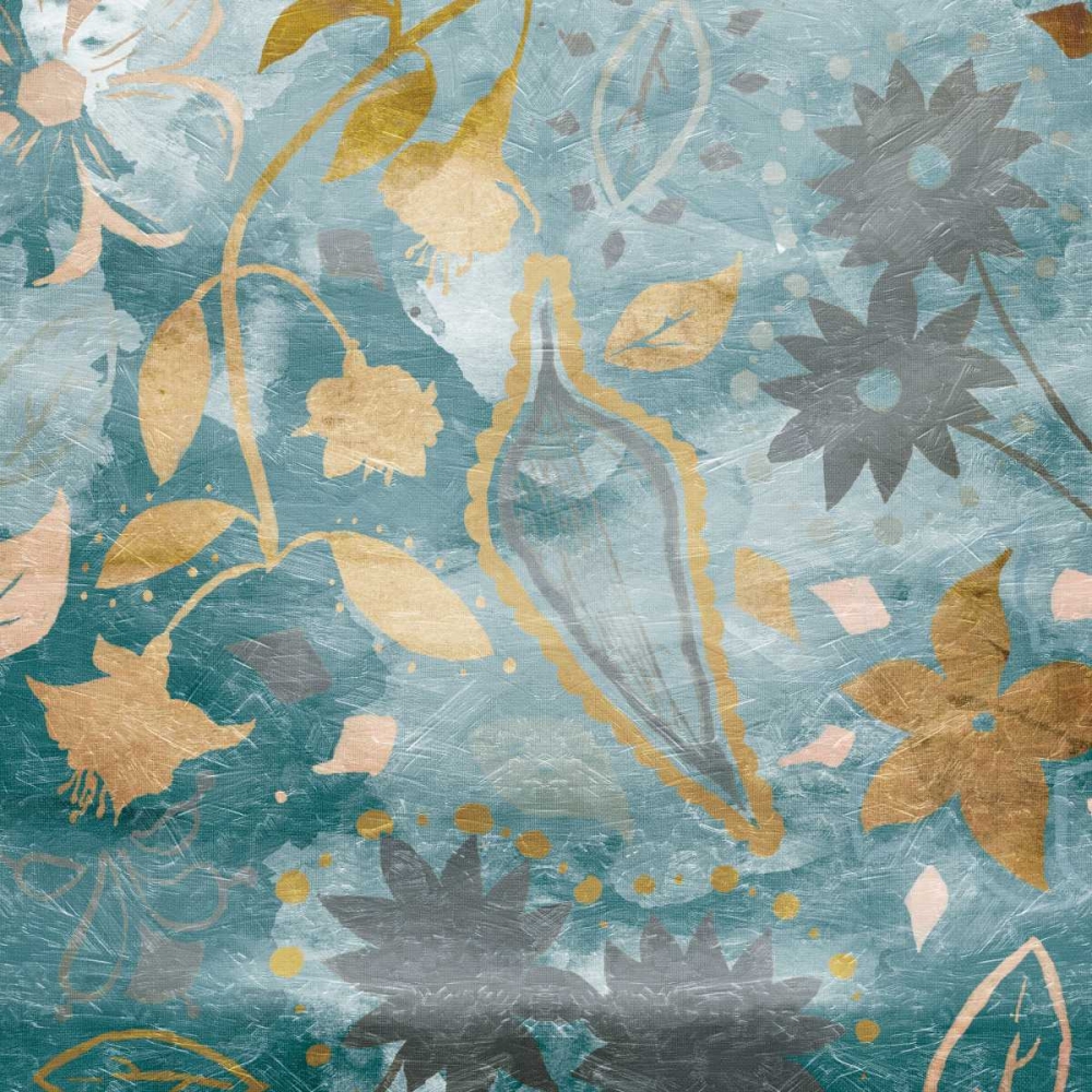 Golden Teal Florals Mate art print by Jace Grey for $57.95 CAD
