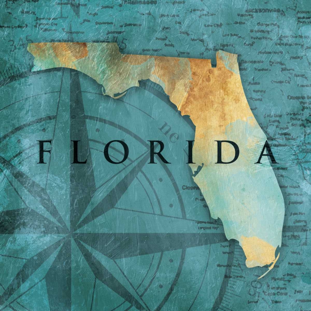 Florida Sea Map art print by Jace Grey for $57.95 CAD