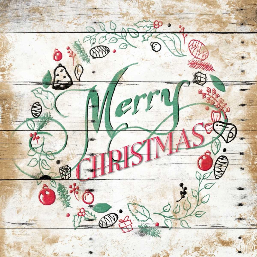 Merry Christmas Wreath art print by Jace Grey for $57.95 CAD