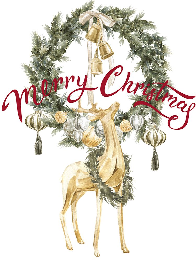Christmas And The Gold Deer art print by Jesse Keith for $57.95 CAD