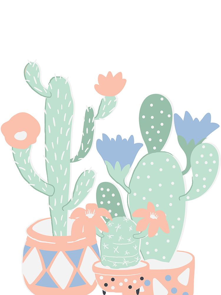 Peachy Cacti art print by Jesse Keith for $57.95 CAD