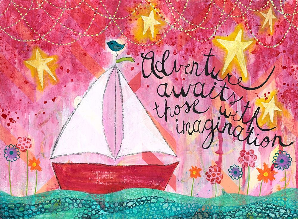 Adventure Awaits Sailboat art print by Jennifer McCully for $57.95 CAD