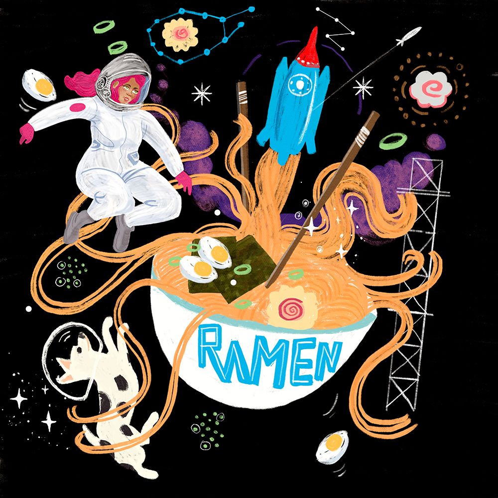 Ramen Lady Astronaut 2 V2 art print by Juliet Rose Philips for $57.95 CAD